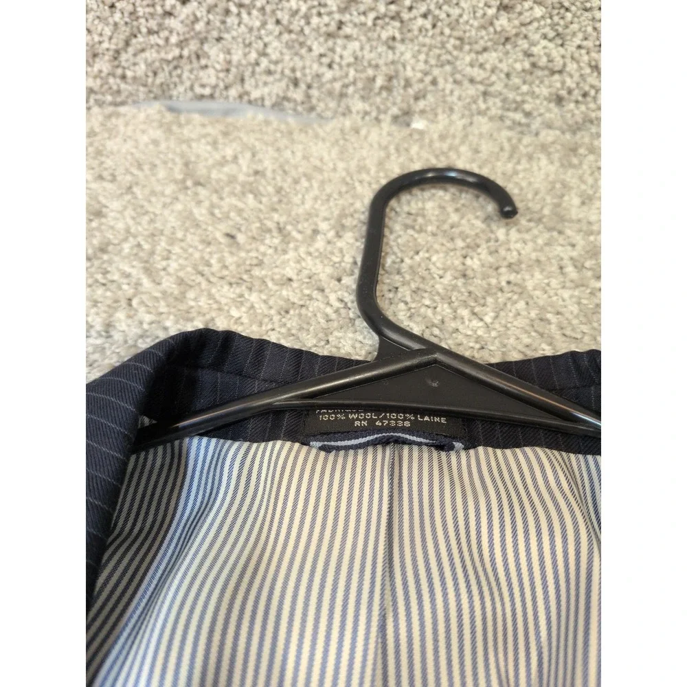 Tommy Hilfiger Mens Navy Blue Pinstripe‎ 100% Wool Two Button Blazer Jacket 42R